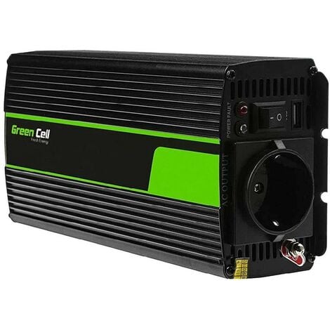 Green Cell PowerInverter LCD Spannungswandler 12 V 500 W/1000 W Reiner Sinus -Wechselrichter mit Display