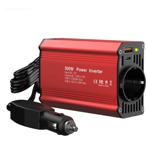 Inverter per auto, trasformatore da 12V a 220V, per telefono, tablet e iPad (Dimensioni: Rosso)