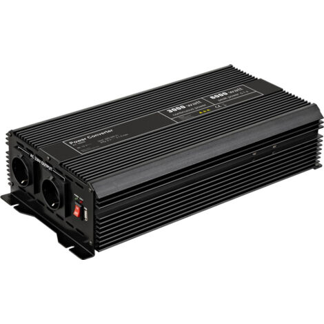 Inverter Soft Start Onda Sinusoidale Modificata DC/AC (12 V - 230 V/3000 W) USB, trasforma 12 V CC in 230 V AC.