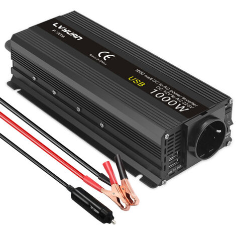Inverteur de puissance de voiture de 1000W Inverteur 12V / 220V pour les véhicules avec écran LED, prises américaines, ports USB pour camping en plein air