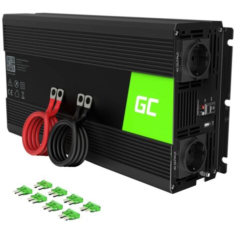 Invertitore di Potenza Green Cell INV25 - Universale Auto 12 V a 230 V 1500 W - Convertitore DC a AC per Veicoli e Uso Generale