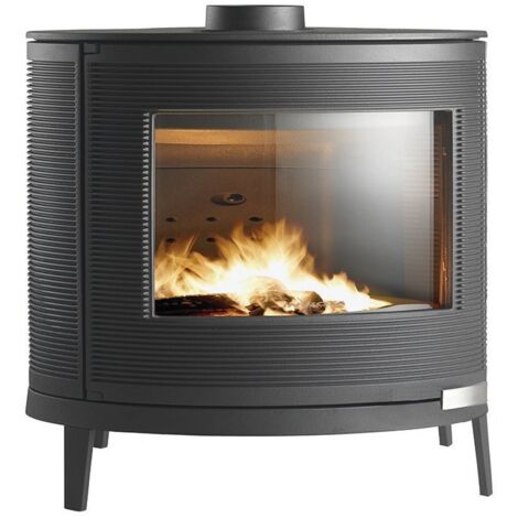 Invicta – Poêle à bois Kaori 9 kW – Rendement 75% – Longueur bûche 58 cm – Fonte anthracite – Flamme verte 7 étoiles – Volume de chauffe 120 à 360 m³