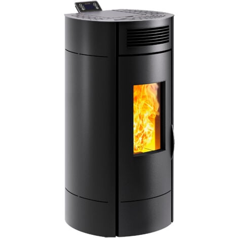 INVICTA Poêle à granulés de bois Noir LODI 8 étanche WiFi - 8 kW - Trémie 16,5 kg