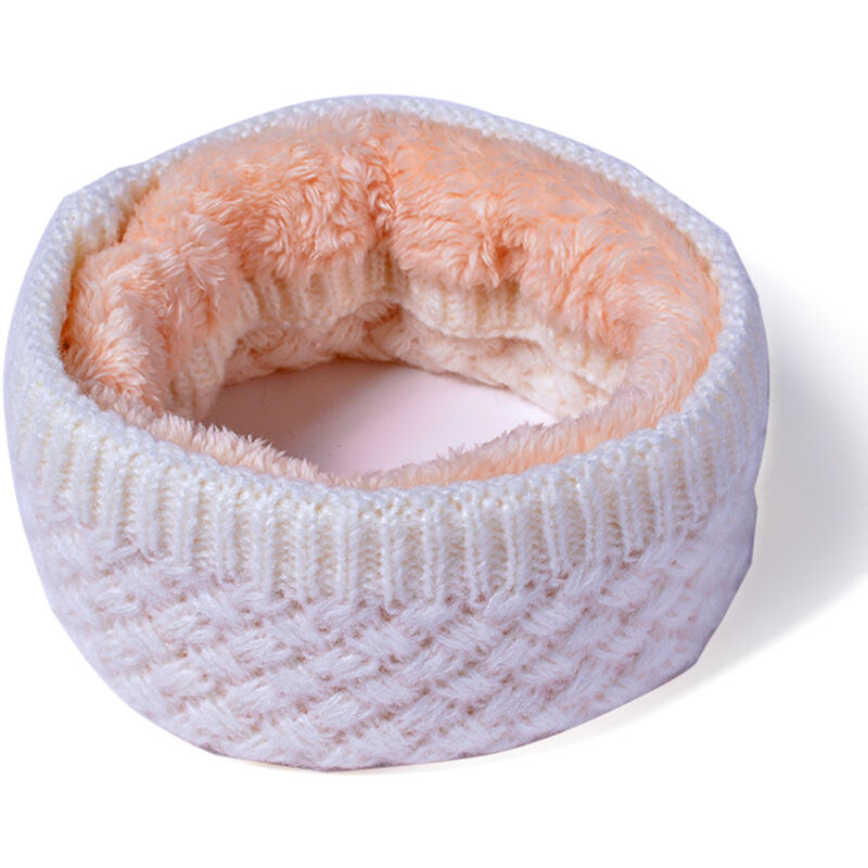 

Invierno calido cuello polaina calentador tejido polar forrado círculo bufanda para hombres mujeres,blanco