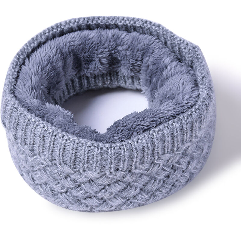 

Invierno calido cuello polaina calentador tejido polar forrado círculo bufanda para hombres mujeres,Gris