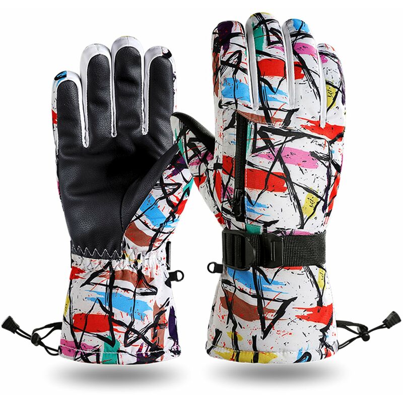 

Invierno Esqui Guantes de nieve Mujeres Hombres Pantalla tactil resistente al agua Guantes calidos con cordon para snowboard Esqui Deportes al aire
