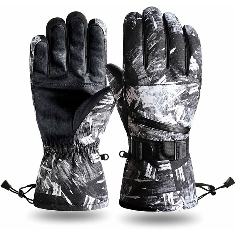 

Invierno Esqui Guantes de nieve Mujeres Hombres Pantalla tactil resistente al agua Guantes calidos con cordon para snowboard Esqui Deportes al aire