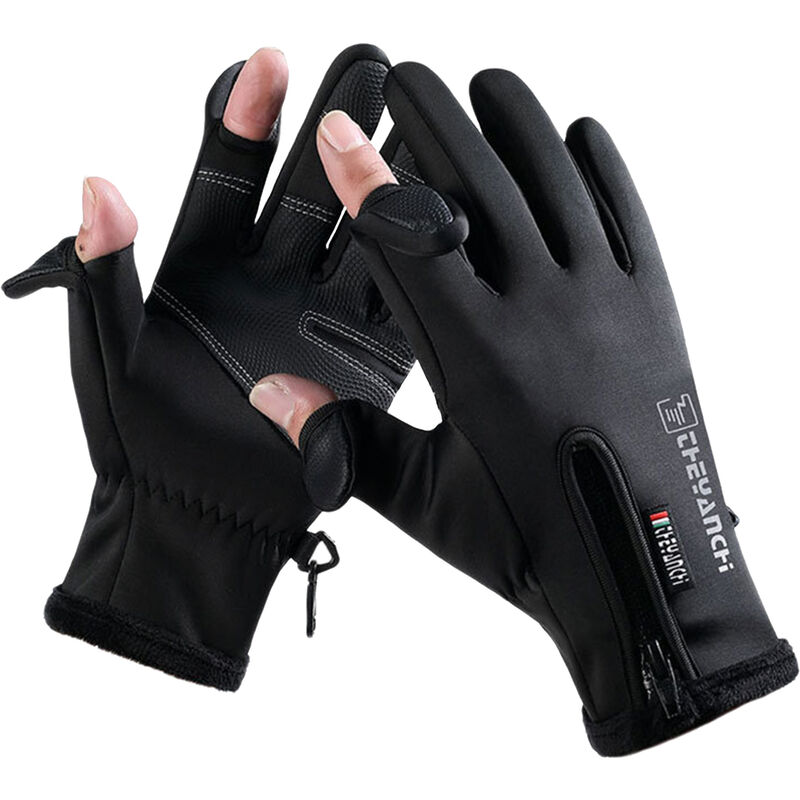 

Guantes cálidos de invierno con pantalla táctil, guantes impermeables a prueba de viento, Negro XXL