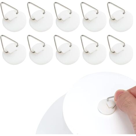 Invisible Adhesive Hooks, Adhesive Picture Hangers, Adhesive Picture Hangers, Invisible Adhesive Wall Plaque Holders, for Plates, Pictures, Decorative Art, 10 Pcs, White