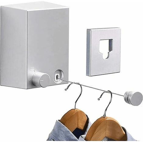 Invisible Clothes Drying Rack Indoor 4.2m Retractable Clothes Drying Rack with Adjustable Rope for Outdoor, Balcony, Kitchen, Bathroom (Silver)
