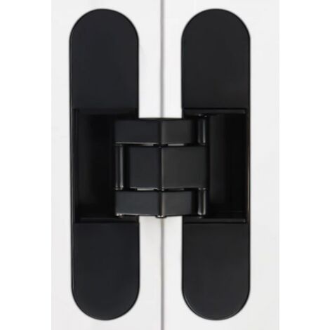Invisible Hinge for Doors, Zamak, Black, Pack of 1 Invisible Hinges for Heavy Doors, Load of 40 kg, Opening of 180º