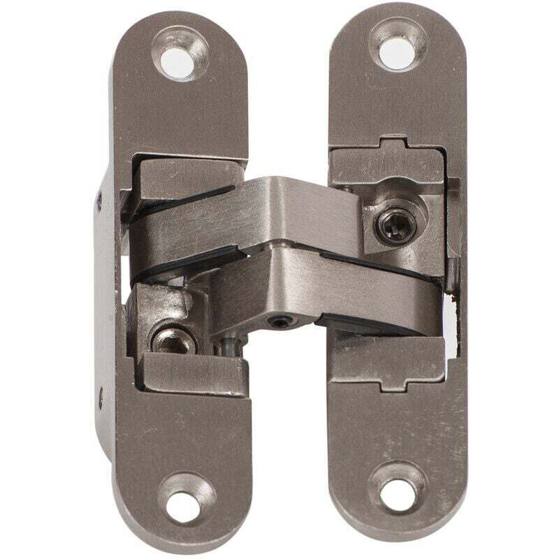 Invisible Hinge "KLOSE besser" - 3D Aluminum. Satin Stainless Steel Color. Right