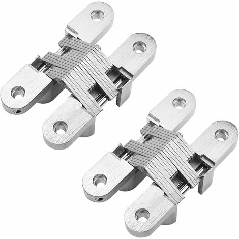 Zinc Alloy Hidden Hinge Invisible Folding Door Concealed Cross Hidden  Hinges for Furniture Hardware Folding Door(43.7mm)