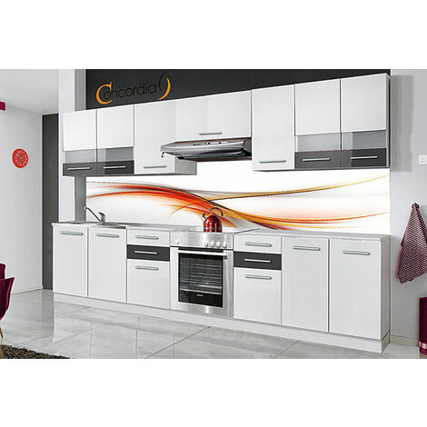 IONA | Cocina Lineal Completa L 3 m 9 piezas + Encimera INCLUIDA | Juego de muebles de gabinete de cocina | Juego de cocina