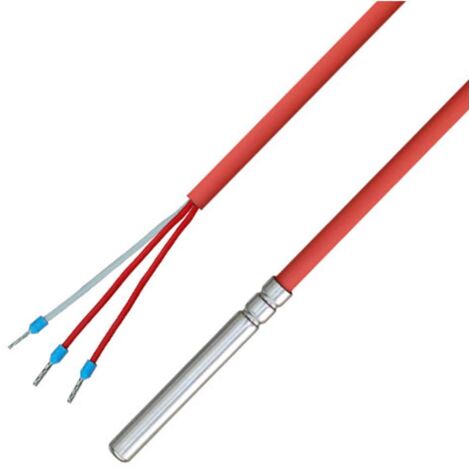 iOVEO 036HS01302 - PT100 - Sonda di temperatura a 3 conduttori con cavo in silicone fino a 200 °C, 2 metri