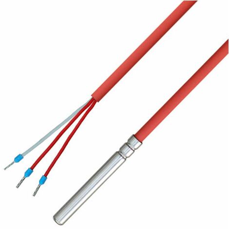 iOVEO 036HS01310 - PT100 - Sonda di temperatura a 3 conduttori con cavo in silicone fino a 200 °C, 10 metri