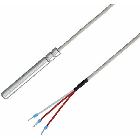 iOVEO 038HT01302 - PT100 - sensore di temperatura con cavo di collegamento in teflon fino a 250 ° C, 3 fili, IP67 impermeabile per alimenti, 2 metri