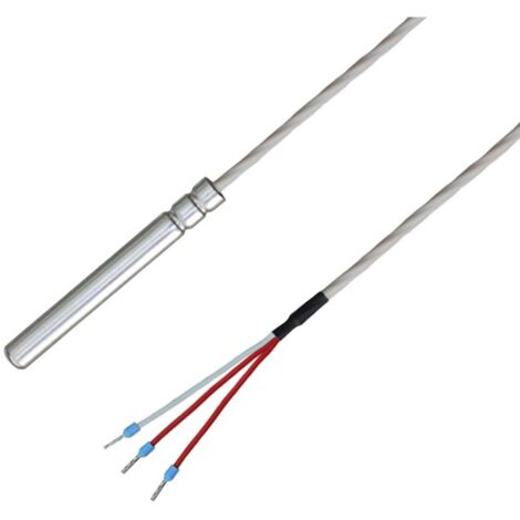 iOVEO 038HT01305 - PT100 - Sonda di temperatura con cavo di collegamento in teflon fino a 250°C, 3 conduttori, IP67 impermeabile per uso alimentare, 5 metri