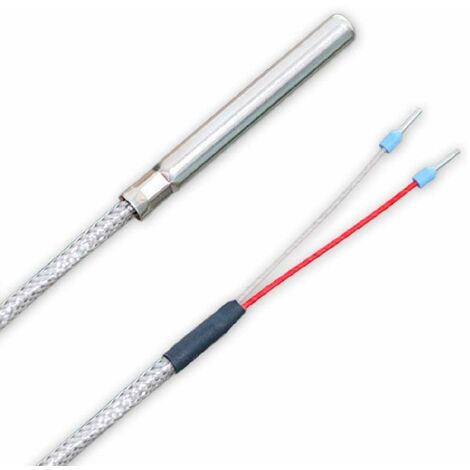 iOVEO 039HG02202 - PT1000 - Sonda per gas di fumo, sensore di temperatura fino a 400°C con cavo di collegamento Cavo in fibra di vetro, 2 metri