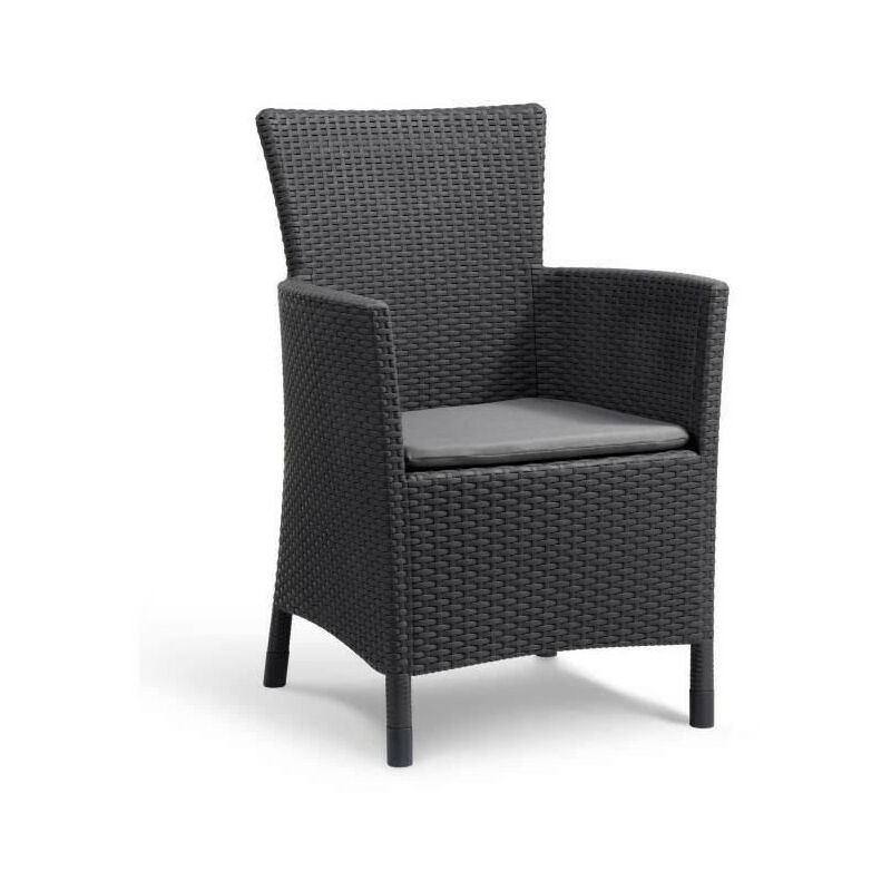 IOWA Fauteuil de jardin aspect rotin tressé Gris