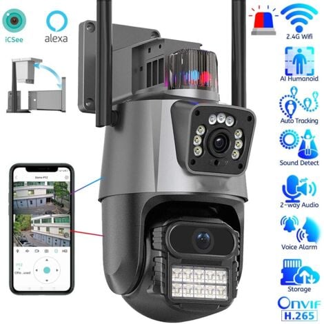 BENOVO IP Telecamera 8MP 4K esterno WiFi PTZ 2 obiettivo doppio schermo 8X zoom CCTV