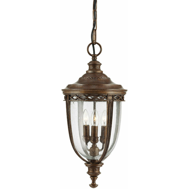IP23 3 Bulb Traditional Chain Lantern Light British Bronze led E14 60W