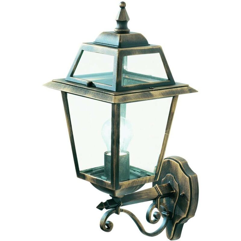 Searchlight Lighting - Searchlight New Orleans - 1 Light Outdoor Wall Lantern Black, Gold IP44, E27