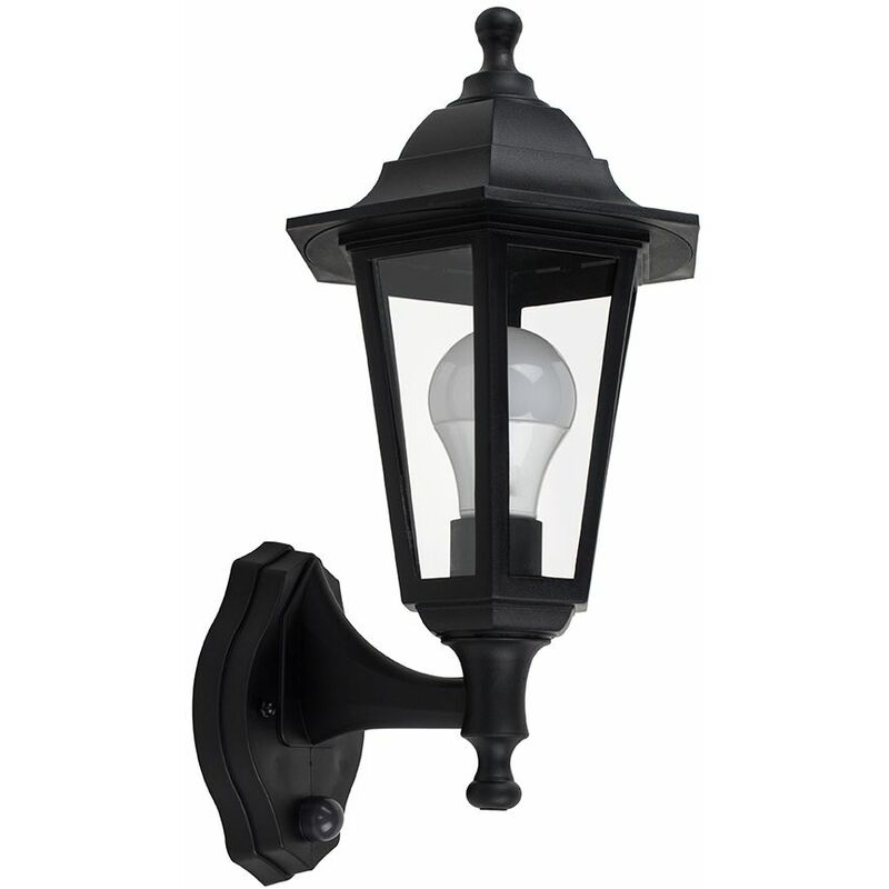 IP44 Outdoor Security Dusk To Dawn Wall Light With 6W Warm White LED GLS Bulb - Black