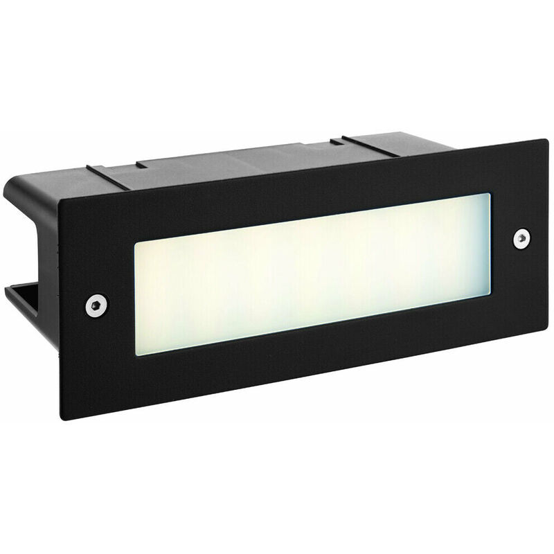 IP44 led Full Brick Light Textured Black & Plain Frosted Glass 3.5W Cool White