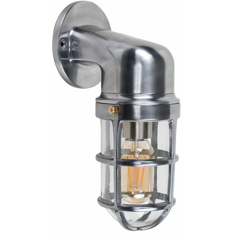 Stylish IP44 Rated Aluminium Metal Outdoor Wall Fisherman Light Lantern + 4W LED Filament Bulb - No Bulb