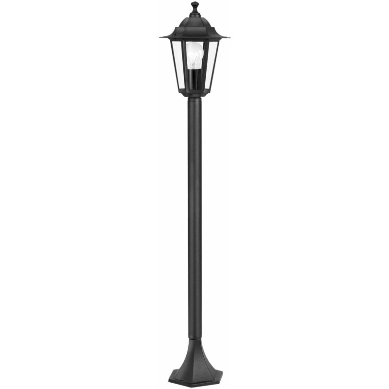Loops - IP44 Outdoor Bollard Light Black Cast Aluminium 1 x 60W E27 Tall Lamp Post