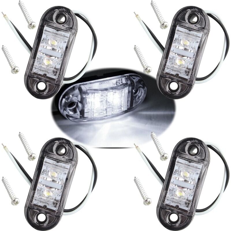 IP65 12V/24V White LED Oval Side Marker Lights Front Rear Marker Lights Universal for Truck Trailer Van Caravan Cars Truck Bus Boat MUMU