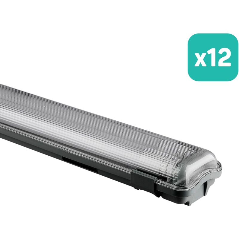 Réglette LED - Double tube 2 x 20W - IP65 Waterproof - 2 x 2100 Lumens - 4000K - 150CM - Lot de 12