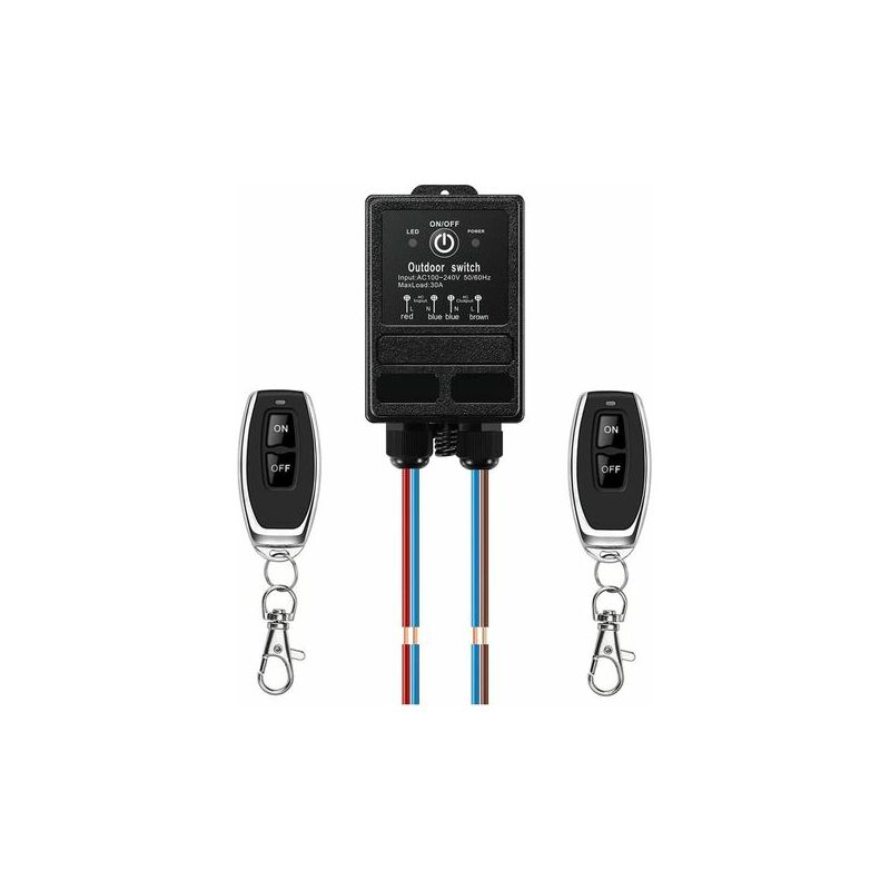 IP65 Waterproof Wireless Remote Switch, ac 110V/220V/230V/240V rf Remote Control Switch, 40A Relay with 328ft Long Beam