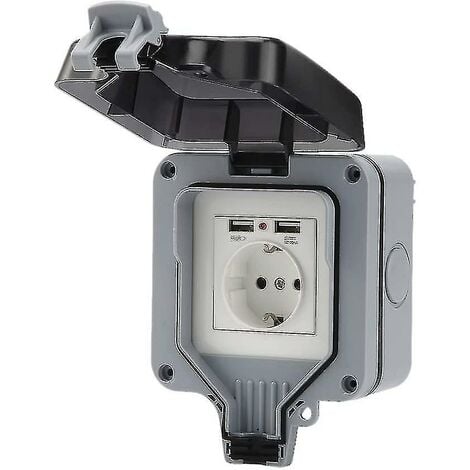 IP66 Boîtier enfichable à une rangée pour l'extérieur, résistant aux éclaboussures, étanche à la pluie, prise murale , port USB