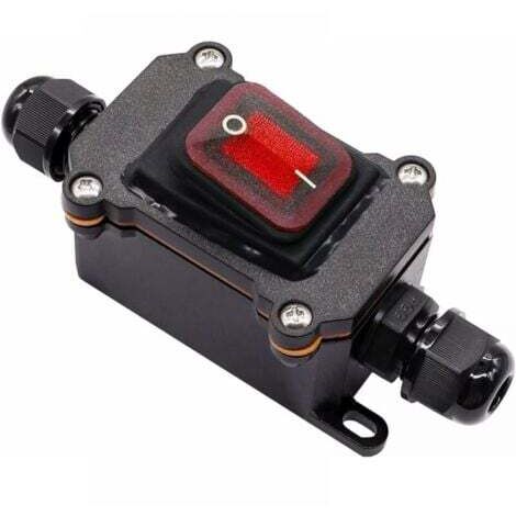 IP67 Interrupteur de câble étanche interrupteur de ligne ON/OFF Interrupteur à Bascule 220V AC étanche DPST 4 Bornes avec LED rouge Ligne double entrée et sortie H-K062-KCD4-201N-R-W-220V-LS