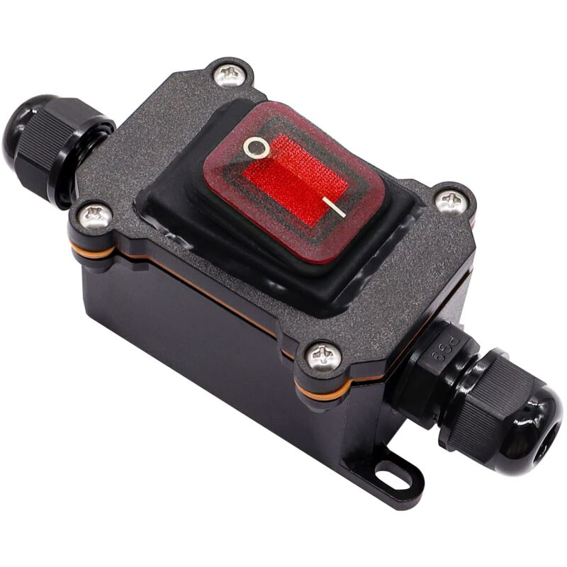IP67 Interrupteur de câble étanche interrupteur de ligne On/Off 4 Bornes dpst Interrupteur d'extérieur 220V ac avec led rouge Ligne double entrée et