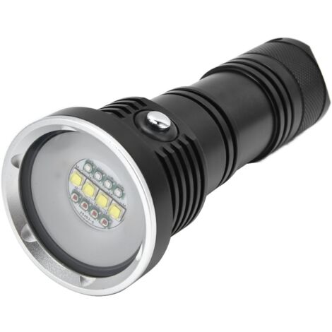 IP68 10000LM Aluminium-Tauchtaschenlampe, Tauchlampe mit 3 Beleuchtungsfarben für das Unterwasserfischen