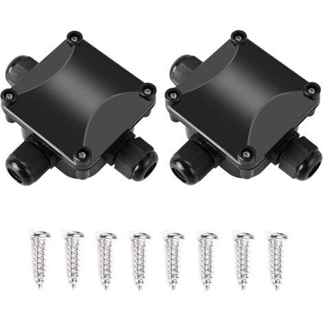 IP68 Boîte de Connexion Electrique Imperméable Connecteur de Câble 3 Voies Connecteurs Boîte Plastique Boîtier de Raccordement Électrique Ensemble 2 Pièces Convient à Câble 5 à 10mm Noir avec