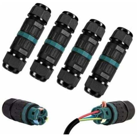IP68 Wasserdichte Anschlussdose – 4er-Pack 2-Wege-Außensteckverbinder. Wasserdichte Außenanschlussdose, geeignet für Erdungsstecker Ø 9–12 mm.