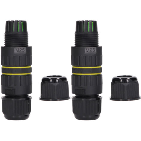 IP68 Wasserdichte Anschlussdose M25 für 4-adriges Gartenkabel 10-14 mm² - 2 Stück
