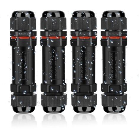 IP68 Waterproof Electrical Connectors, Polycarbonate, Outdoor Waterproof Electrical Cable Connector Junction Box 3 Wires, Waterproof Terminal Block Junction Box for Cables Ø 1 to 13 mm (4 Pcs)