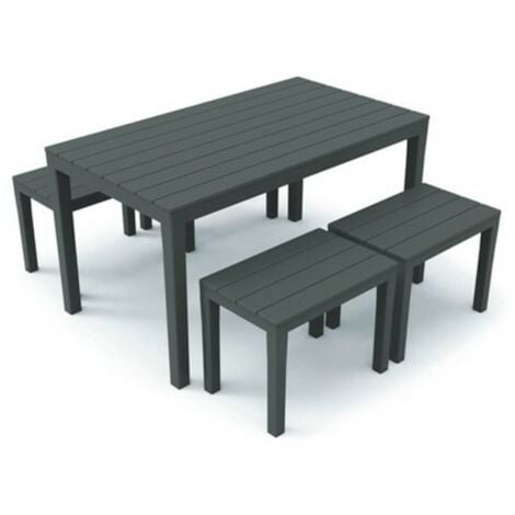 IPAE PRO GARDEN IPAE PROGARDEN CONJUNTO DE EXTERIOR SAMOA CON 4 ASIENTOS Y 1 MESA RECTANGULAR ANTRACITA