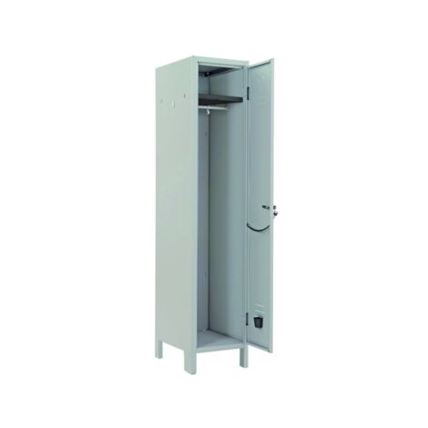 Iperbriko – Armoire penderie 1 place 36 x 35 x 179 cm – Tôle peinte – Fermeture avec serrure – Couleur gris