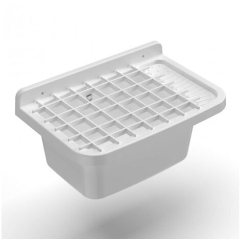 Iperbriko – Bac à laver en résine thermoplastique 50x35x24cm – Grille amovible résistante aux acides – Fixation murale incluse
