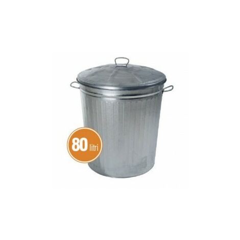 Iperbriko – Poubelle à pédale en acier galvanisé 80 litres – Diamètre 48 cm – Hauteur 50 cm – Antirouille pour espaces extérieurs