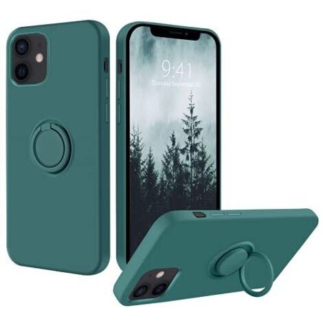 IPHONE 12/12 PRO HÜLLE GRÜNE SILIKONRÜCKSEITE MIT RING + LANYARD