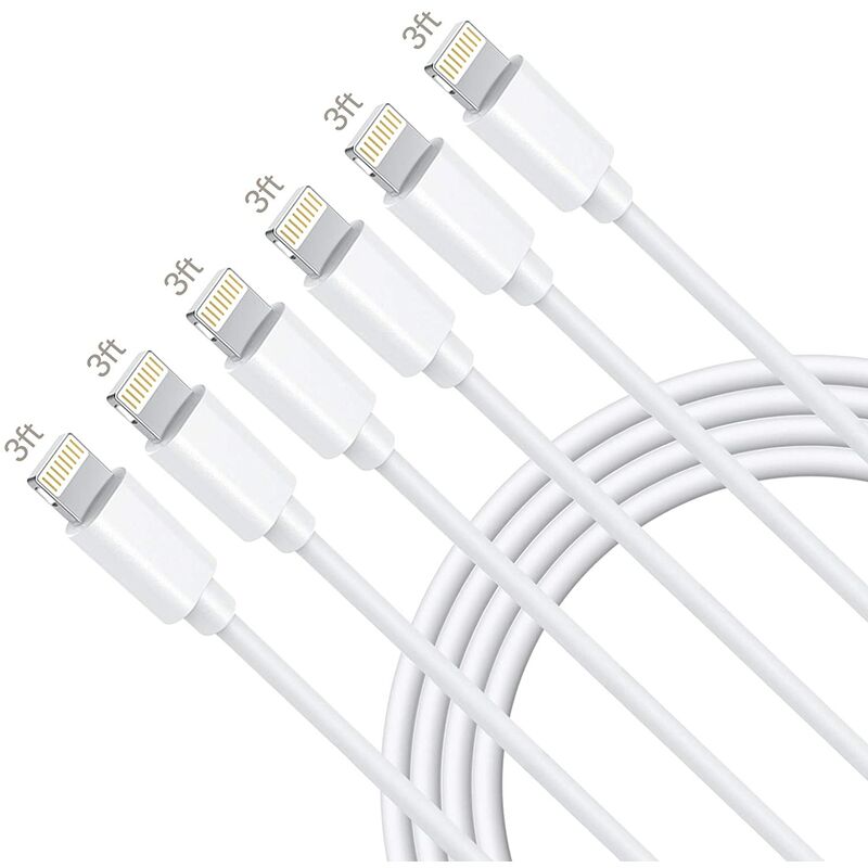 IPhone Charger Cable, 6 Pack 3FT Lightning Cable Compatible with iPhone 11 Xs Max xr xs x 8 7 6S 6 Plus 5 5S se iPad Pro and More - White