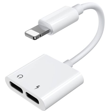 iPhone Lightning - Adattatore splitter per cuffie Lightning 2x bianco