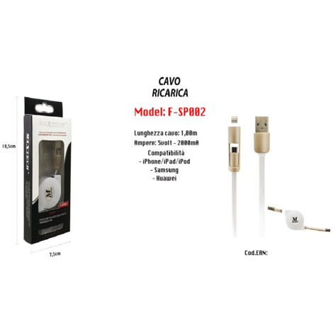 Iphone Samsung Huawei 5volt - 2000ma 1mt Maxtech F-sp002